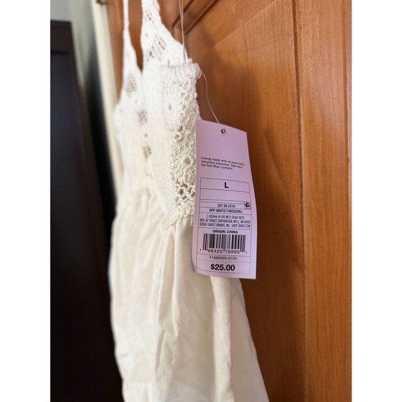 Women's Wild Fable White Crochet Halter Neck Mini Dress Size Large NWT - Picture 6 of 7